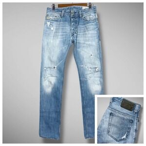 Diesel Jeans Mens‎ 28x34 (33" Inseam) Safado Slim Straight Distressed Thrashed